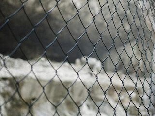 netting on a gray blurred background