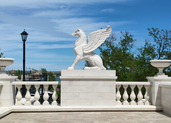 Crimean peninsula, city, Kerch, Mount Mithridates. The place where the Greeks founded one of the oldest cities in Europe - Panticopeia (752 BC). Great Mithridatesky staircase with griffins - symbols o