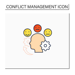 Managing emotions color icon. Control positive and negative emotions. Emotional dysregulation. Burnout. Conflict management concept. Isolated vector illustration