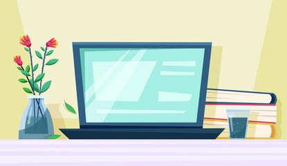 Learning from home. online lectures. Freelance. vector illustration in flat style