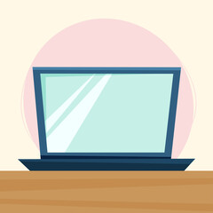 Notebook. laptop. Computer work. vector illustration in flat style