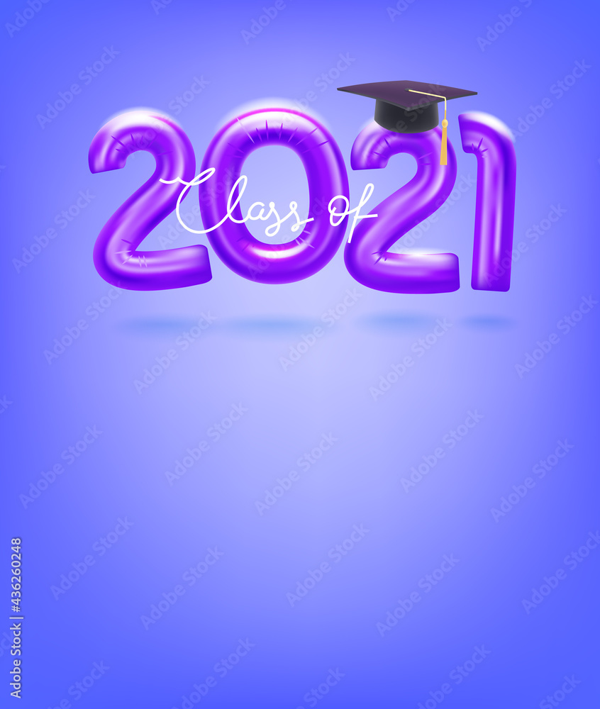 Poster Class of 2021 vector card with copy space