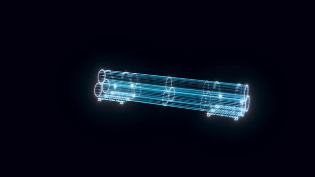 pipes on palets hologram Rotating. High quality 4k footage