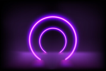 Empty stage with circle neon arc
