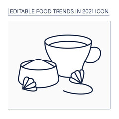 Chicory drink line icon. Herbal coffee. Caffeine-free herb. Organic drink. Health care. Food trends concept. Isolated vector illustration. Editable stroke
