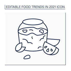 Jelly recipe line icon. Jalapeno pepper jelly. Delicious sweet and spicy spread. Food trends concept. Isolated vector illustration. Editable stroke