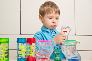 Sensory experiences for autistic boy. Relaxation time.