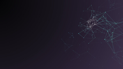 Plexus loop background with dots and lines in space. Technology 5G illustration. 3d render