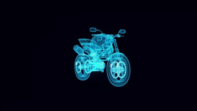 bike hologram Rotating. High quality 4k footage
