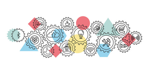 Digital development concept vector illustration. Concept with linked icons related to human rights.