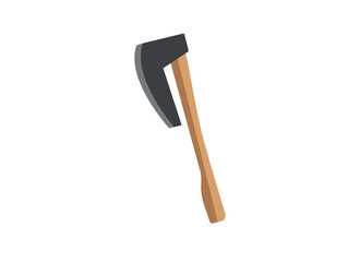Illustration of an ax on a wooden handle. Isolated on white background