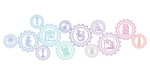 Healthcare vector illustration.Concept with linked icons related to health promotion