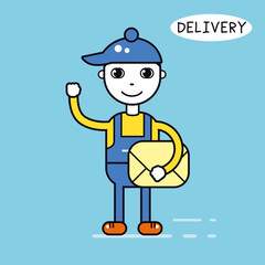 Delivery courier man holding parcel box or envelope
