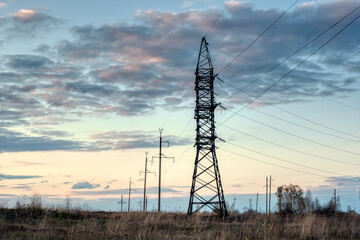 power lines at sunset