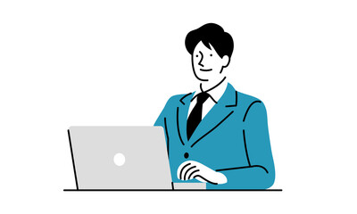ノートパソコンで仕事をする男性