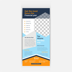 Tax Services Rack Card Design. Corporate Tax Refund Financial Dl Flyer Template