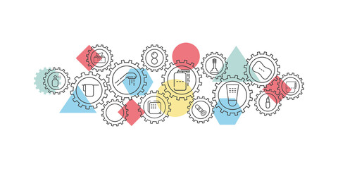 Personal care spot icons business vector illustration. Concept with linked icons related to makeup