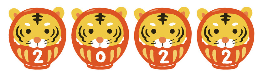 2022と書いてある寅のだるまのイラスト
