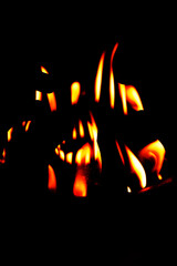 bright fire flames with black back background