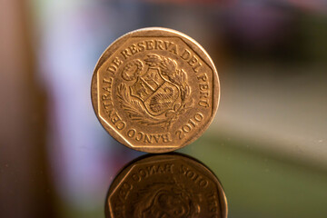 MONEDA, CINCUENTA, CENTIMOS, PERU, PERUANO