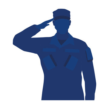 blue silhouette soldier saluting clip art preview