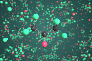 Hexafluoro-2-propanone molecule, conceptual molecular model. Chemical 3d rendering