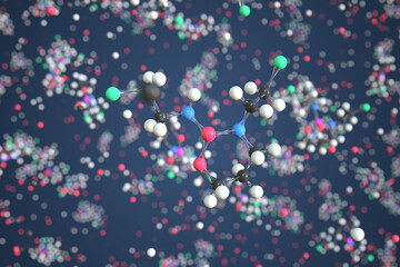 Molecule of Ifosfamide. Molecular model, conceptual 3d rendering