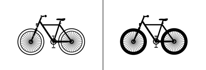 Black bicycle on a white background. Outline icon. 