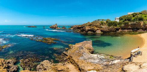 Coast of Plage du Port Vieux on a summer afternoon. Municipality of Biarritz, department of the...