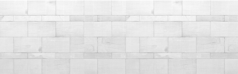 Panorama of White granite building exterior wall tile pattern and background seamless - 436270416