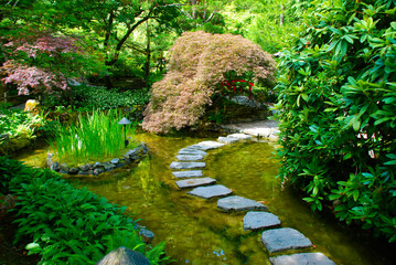 Stepping Stones in Romantic Butchart Gardens 
