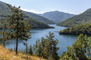 Fototapeta na wymiar Amazing ladscape of Vacha Reservoir, Bulgaria