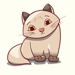 cute sad cartoon kitten illustration