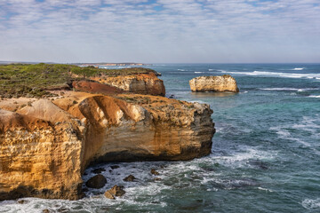 Limestone stacks & cliffs at Bay of Islands -  Great Ocean Road, Victoria, Australia