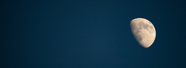Panorama with Moon and Dark Sky Copy Space