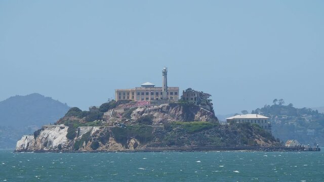 Ship is driving towards the famous Alcatraz Island