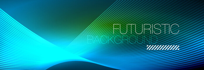 Abstract neon glowing light in the dark with waves. Shiny magic energy and motion concept, vector abstract wallpaper background