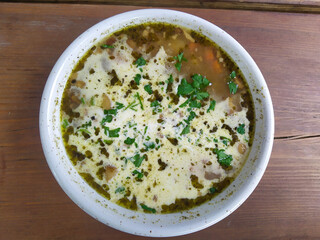 Kashubian Mushroom Soup - thick mushroom soup served with potatoes and cream. Local mushrooms are used to enrich Kashubian meals