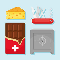 set of icons of the swiss