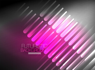Bright neon color techno abstract background, shiny glowing neon lines in the dark background