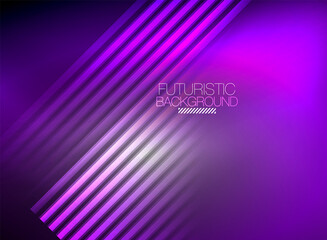 Bright neon color techno abstract background, shiny glowing neon lines in the dark background