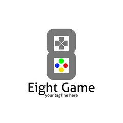 Letter 8 and stick controller game design logo icon symbol. Ilustration line art simple logo design. 