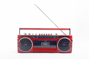 Cassette player with open antenna