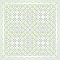 Abstract square scarf pattern design with floral ornament on colored background