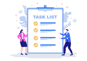 Task List Vector Illustration To Do list Time Management, Work Planning or Organization of Daily Goals. Landing Page Template