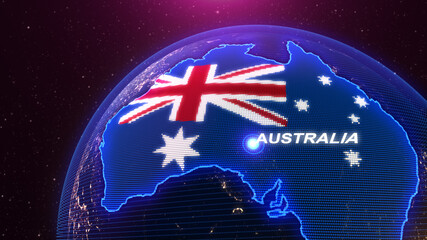 a world map of Australia, 3d rendering, - 436281040
