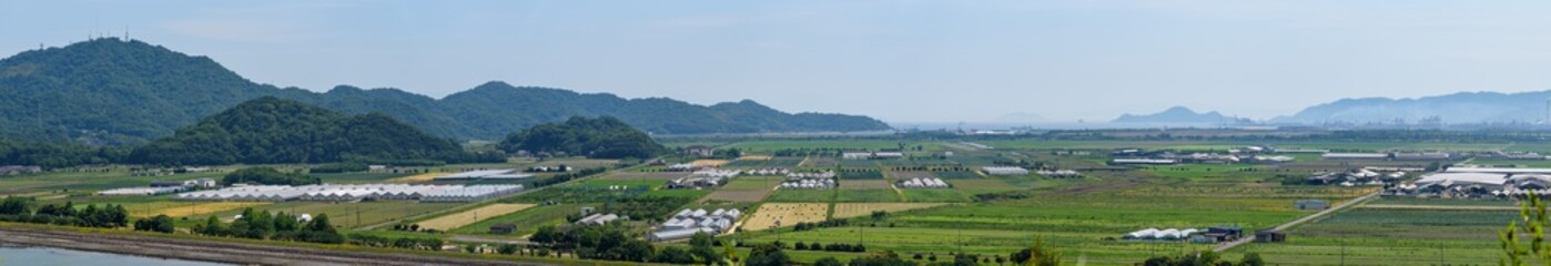 Fototapeta na wymiar Panorama view of reclaimed land (Kasaoka City, Okayama Prefecture)