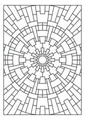 Obraz premium Radiate Light pattern fun coloring pages for adults Pattern design of radiate light in line art style for printable coloring pages - Portrait or vertical format in EPS8. 