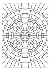 Obraz premium Radiate Light pattern fun coloring pages for adults Pattern design of radiate light in line art style for printable coloring pages - Portrait or vertical format in EPS8. 