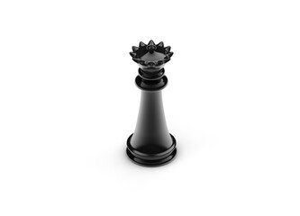 Queen chess piece isolated on white background, 3D illustration. Concept of strategy and queen